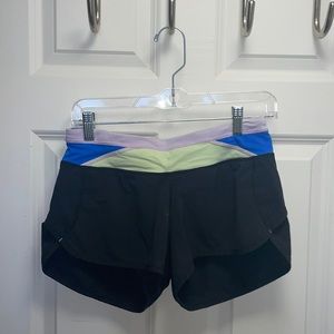 Lululemon Speed Up Shorts - Low Rise - Black w/ Colorful Band - Size 4